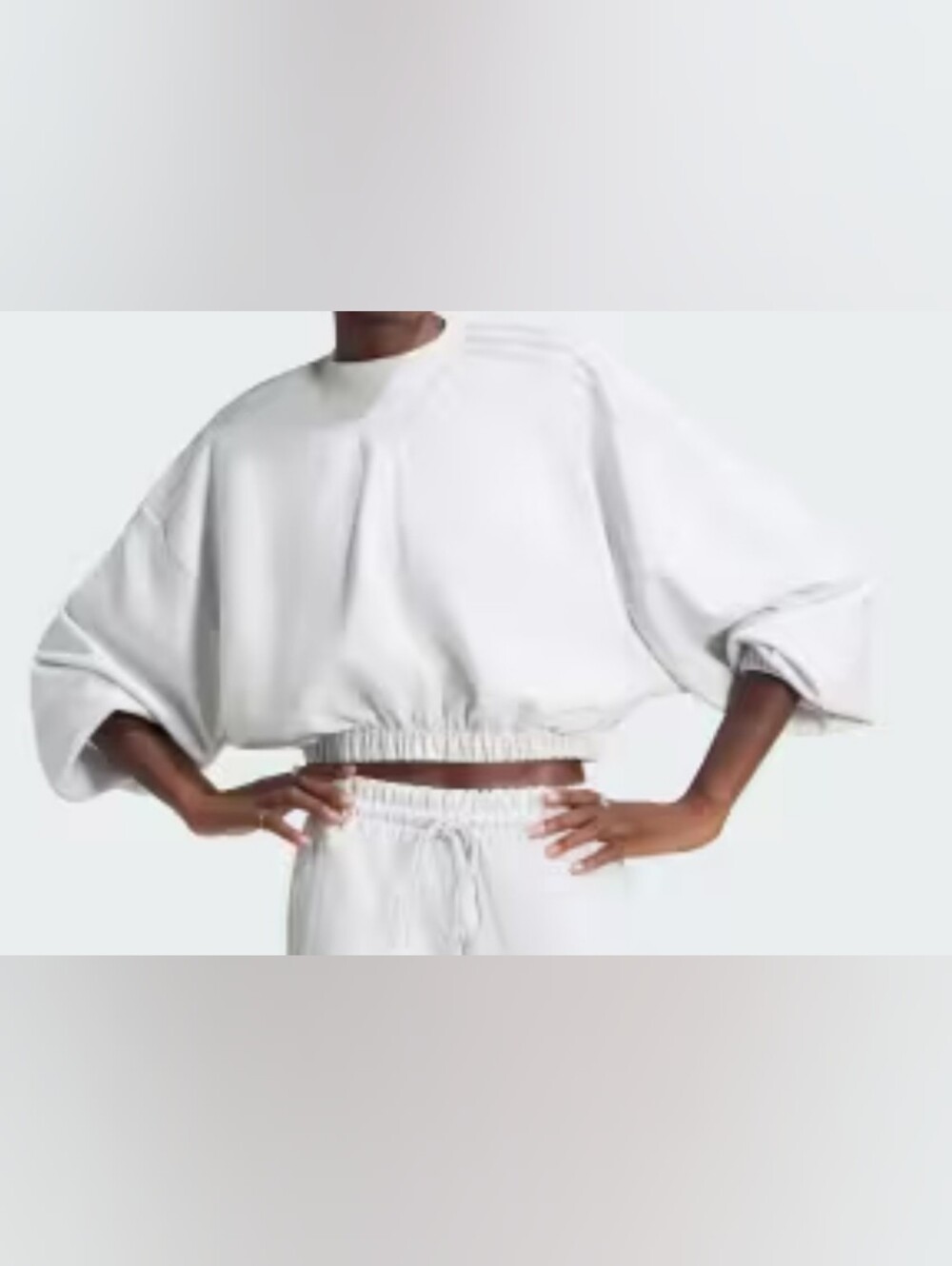 Adidas Women Light Grey Cropped Boxy Sweatshirt